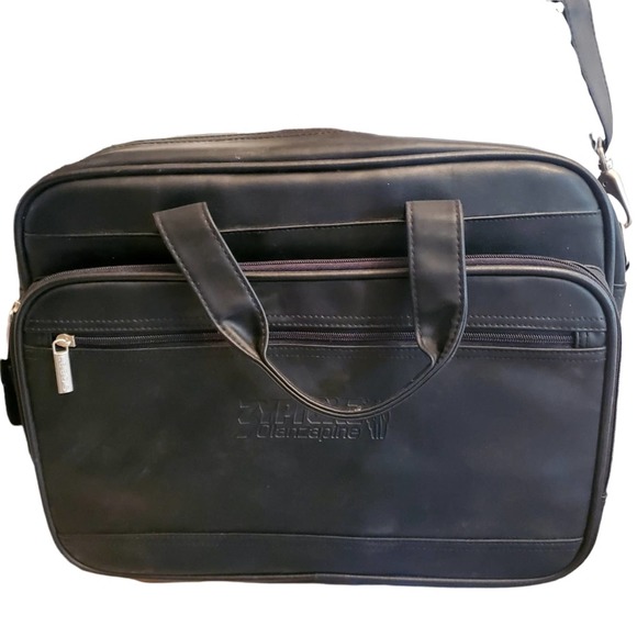 Large Black Leather Messanger Computer Bag - Picture 4 of 4